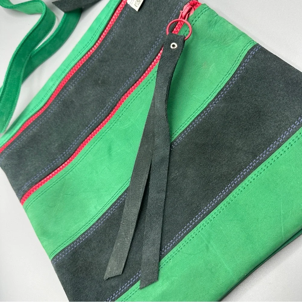 Sae Rebels Suede Crossbody Multicolour Made In Ethiopia Zip Bag - Picture 2 of 11